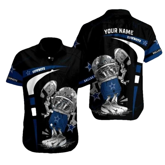 Dallas Cowboys Helmet Clash Monochrome Hawaiian Shirt - Moonbestprint