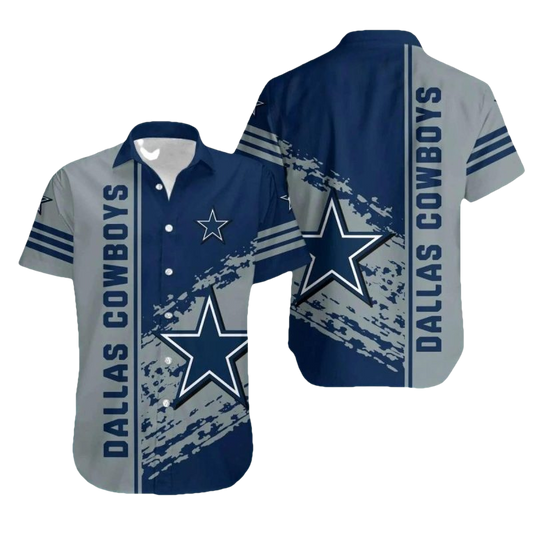 Dallas Cowboys Grunge Star And Stripe Pattern Hawaiian Shirt - Moonbestprint