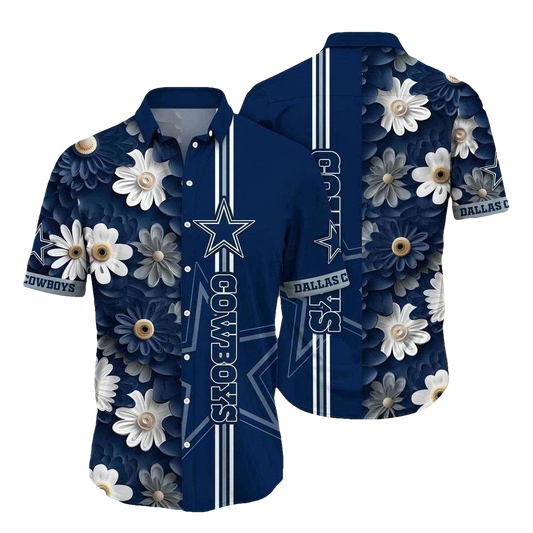 Dallas Cowboys Golden Daisy Navy Twilight Garden Hawaiian Shirt - Moonbestprint
