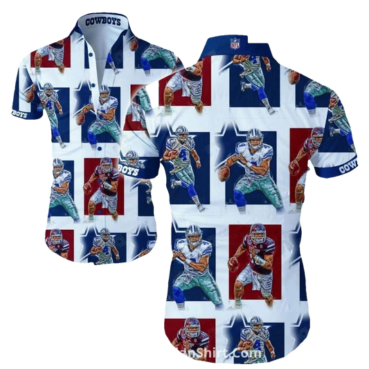Dallas Cowboys Football Player Grid Pattern Hawaiian Shirt - Moonbestprint