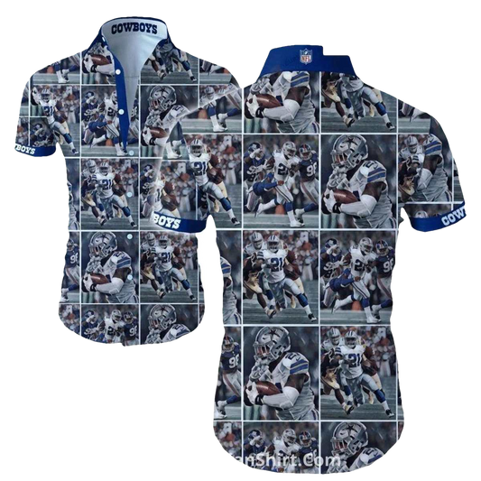 Dallas Cowboys Football Player Action Collage Hawaiian Shirt - Moonbestprint