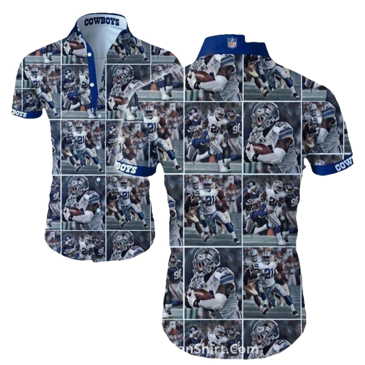 Dallas Cowboys Football Player Action Collage Hawaiian Shirt - Moonbestprint