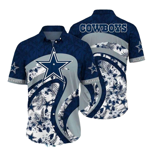 Dallas Cowboys Floral Wave Hawaiian Shirt - Moonbestprint