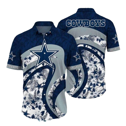 Dallas Cowboys Floral Wave Hawaiian Shirt - Moonbestprint