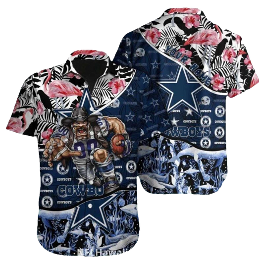 Dallas Cowboys Flamingo Tropical Warrior Hawaiian Shirt - Moonbestprint