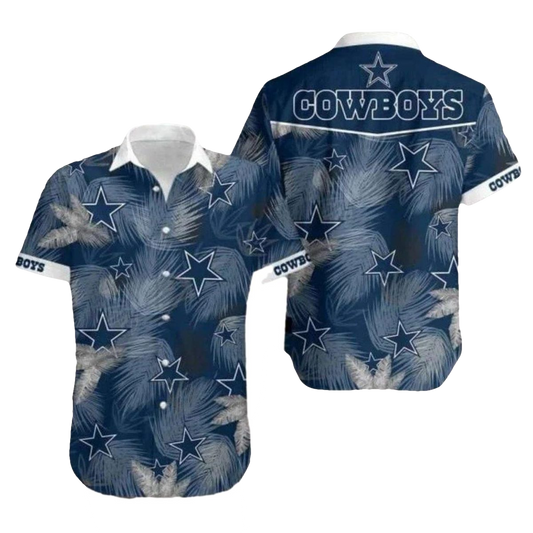 Dallas Cowboys Feather And Star Dark Blue Hawaiian Shirt - Moonbestprint