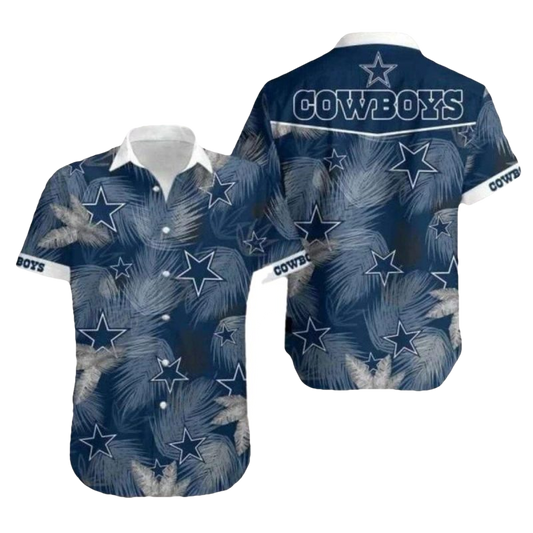 Dallas Cowboys Feather And Star Dark Blue Hawaiian Shirt - Moonbestprint
