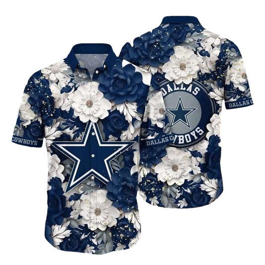 Dallas Cowboys Elegant Floral Midnight Blossom Hawaiian Shirt - Moonbestprint
