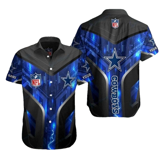 Dallas Cowboys Electric Blue Hawaiian Shirt - Moonbestprint