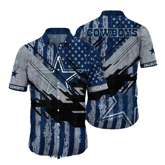 Dallas Cowboys Distressed American Flag Hawaiian Shirt - Moonbestprint