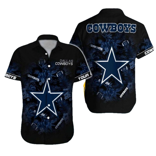Dallas Cowboys Dark Tropical Star Design Hawaiian Shirt - Moonbestprint