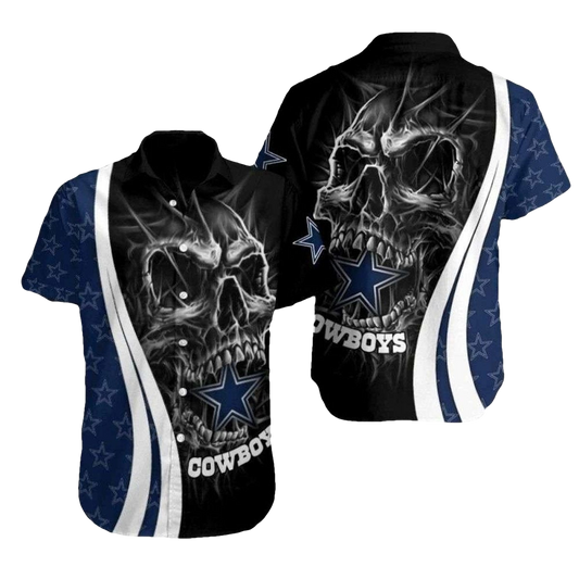 Dallas Cowboys Dark Skull Halloween Hawaiian Shirt - Moonbestprint