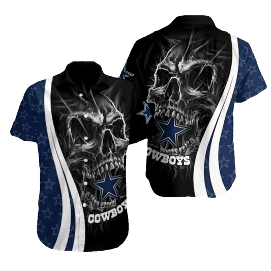 Dallas Cowboys Dark Skull Halloween Hawaiian Shirt - Moonbestprint