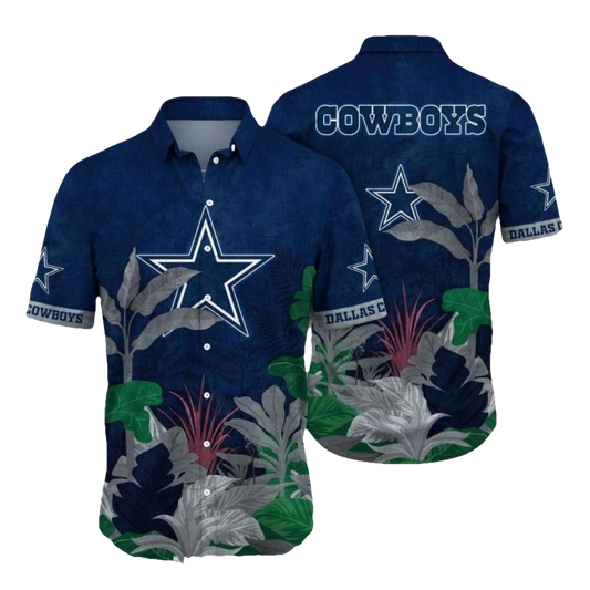 Dallas Cowboys Dark Tropical Leaves Hawaiian Shirt - Moonbestprint