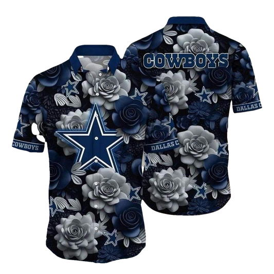 Dallas Cowboys Dark Floral Majesty Hawaiian Shirt - Moonbestprint