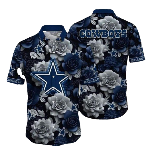 Dallas Cowboys Dark Floral Majesty Hawaiian Shirt - Moonbestprint