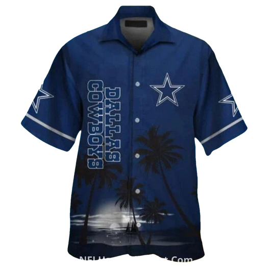 Dallas Cowboys Dark Beach Sunset With Logo Hawaiian Shirt - Moonbestprint