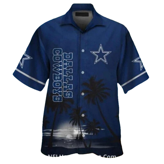 Dallas Cowboys Dark Beach Sunset With Logo Hawaiian Shirt - Moonbestprint
