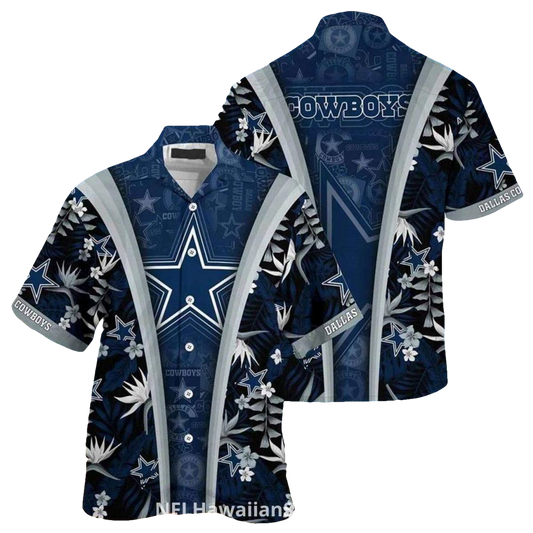 Dallas Cowboys Dark Blue Star Pattern Hawaiian Shirt - Moonbestprint