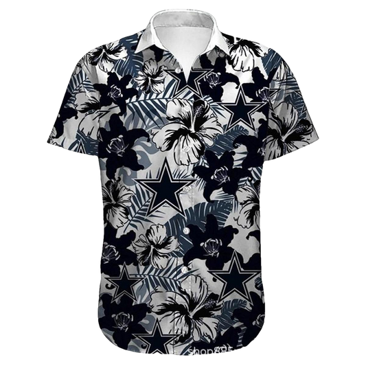 Dallas Cowboys Black Flower Summer 2025 Gift For Fans Hawaiian Shirt - Moonbestprint