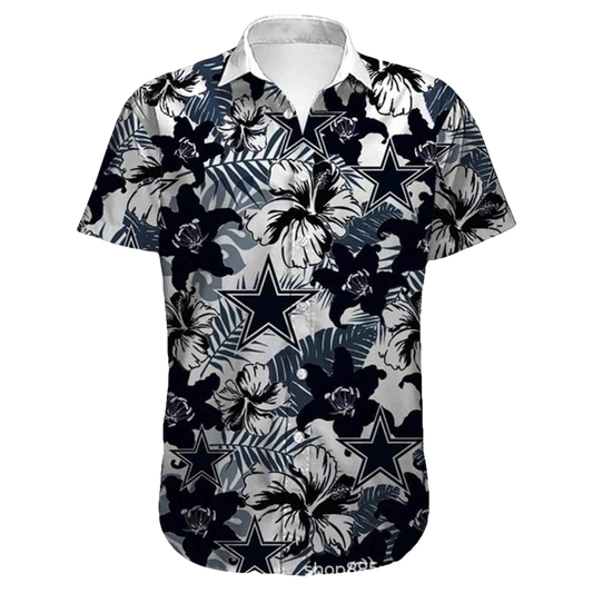 Dallas Cowboys Black Flower Summer 2025 Gift For Fans Hawaiian Shirt - Moonbestprint