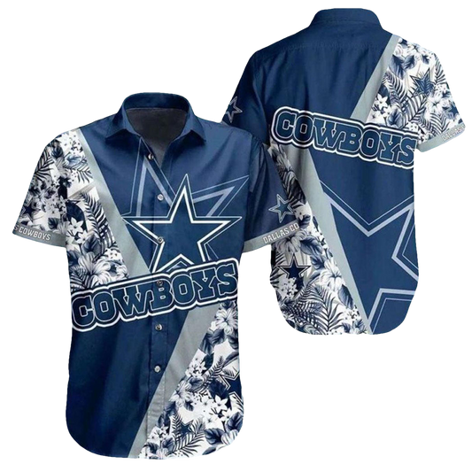 Dallas Cowboys Blue And White Stripes Hawaiian Shirt - Moonbestprint