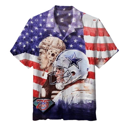 Dallas Cowboys American Flag And Player Hawaiian Shirt - Moonbestprint