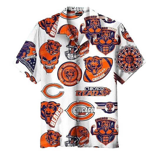 White Bold Chicago Bears Logo Collage Shirt - Moonbestprint