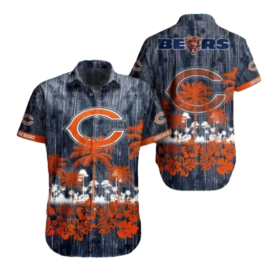 Vintage Palm Tree Chicago Bears Hawaiian Shirt With Distressed Look - Moonbestprint