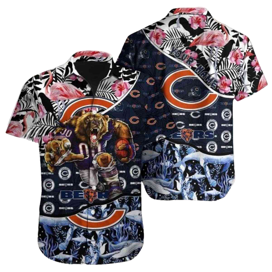 Roaring Bear Tropical Florals Chicago Bears Hawaiian Shirt - Moonbestprint