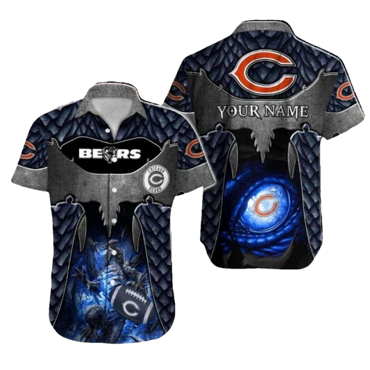 Personalized Dragon Dark Mystical Chicago Bears Themed Hawaiian Shirt - Moonbestprint