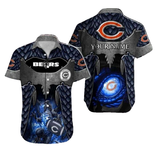 Personalized Dragon Dark Mystical Chicago Bears Themed Hawaiian Shirt - Moonbestprint