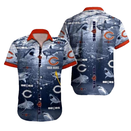 Personalized Deep Ocean Shark Encounter Chicago Bears Hawaiian Shirt - Moonbestprint