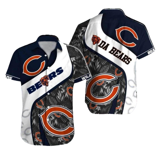 Personalized Classic Navy And Orange Chicago Bears Hawaiian Shirt - Moonbestprint