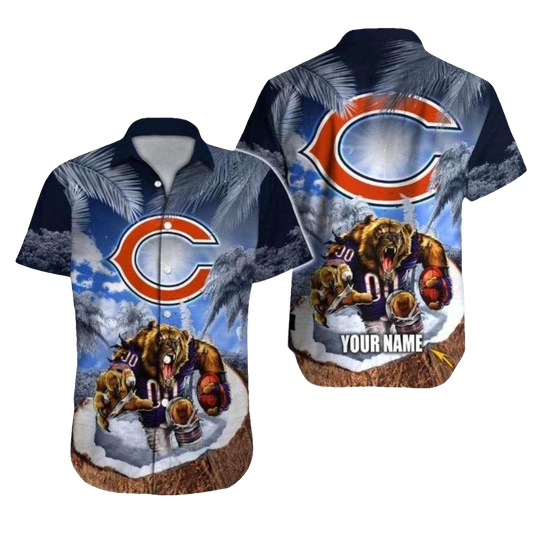 Personalized Chilly Palms And Fiery Passion Design Chicago Bears Hawaiian Shirt - Moonbestprint