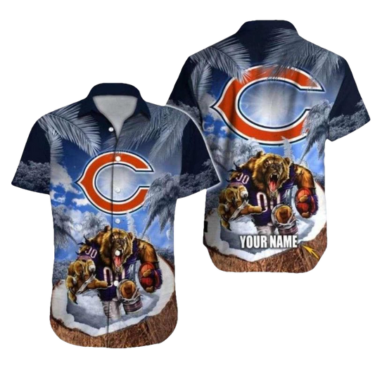 Personalized Chilly Palms And Fiery Passion Design Chicago Bears Hawaiian Shirt - Moonbestprint
