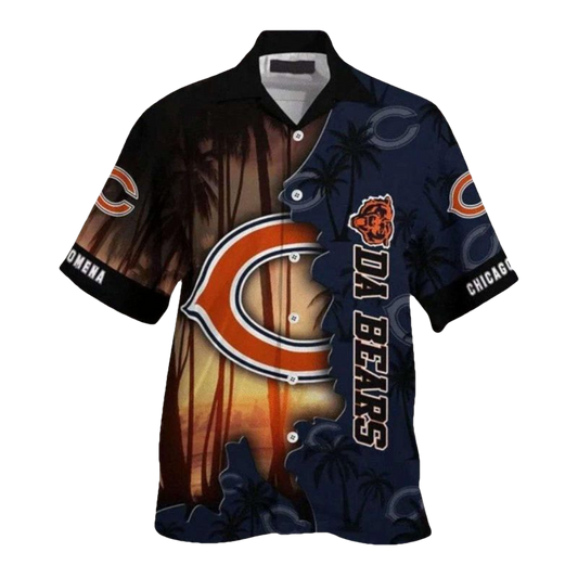 Personalized Chicago Bears With Sunset Design Hawaiian Shirt - Moonbestprint