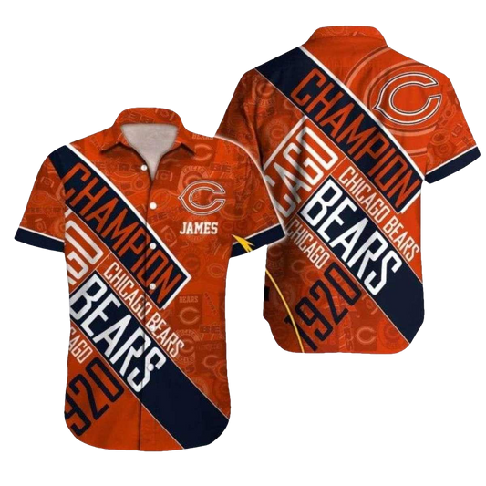 Personalized Chicago Bears Vintage Champion Banner Hawaiian Shirt - Moonbestprint