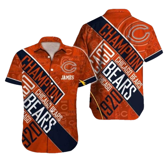 Personalized Chicago Bears Vintage Champion Banner Hawaiian Shirt - Moonbestprint