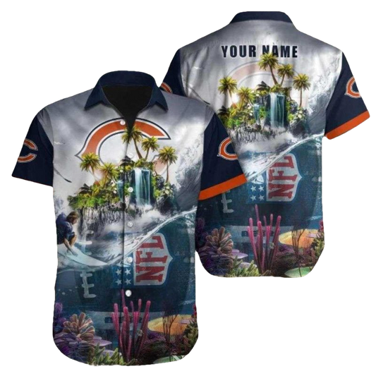 Personalized Chicago Bears Tropical Island Game Day Hawaiian Shirt - Moonbestprint