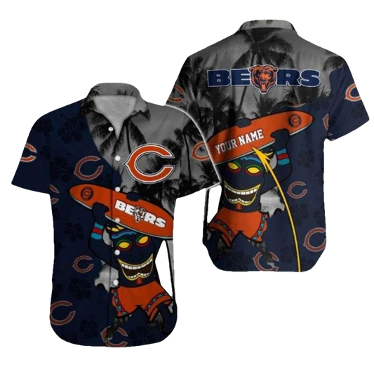 Personalized Chicago Bears Tropical Night Party Hawaiian Shirt - Moonbestprint
