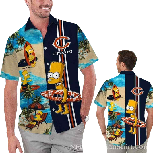 Personalized Chicago Bears Surfs Up Bart Hawaiian Shirt - Moonbestprint