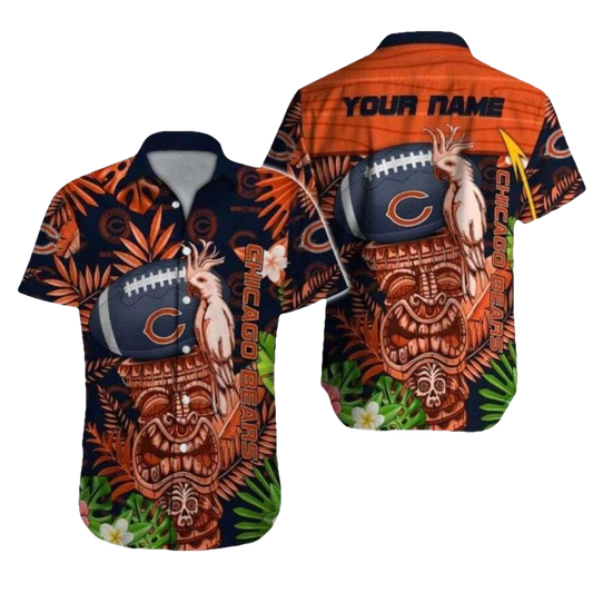 Personalized Chicago Bears Tiki Totem Football Dreams Tropical Hawaiian Shirt - Moonbestprint