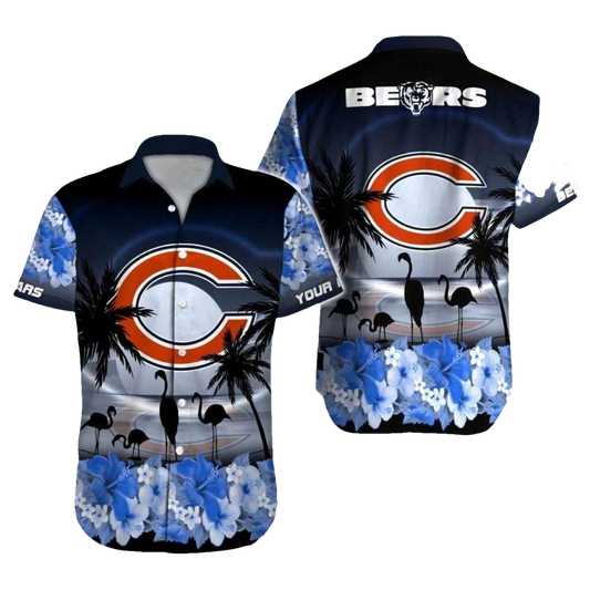 Personalized Chicago Bears Sunset Beach Palm Tree Hawaiian Shirt - Moonbestprint