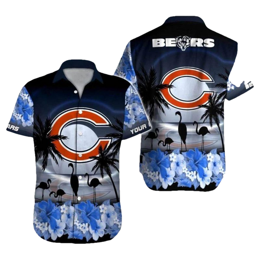 Personalized Chicago Bears Sunset Beach Palm Tree Hawaiian Shirt - Moonbestprint
