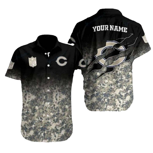 Personalized Chicago Bears Stealthy Pride Camouflage Hawaiian Shirt - Moonbestprint