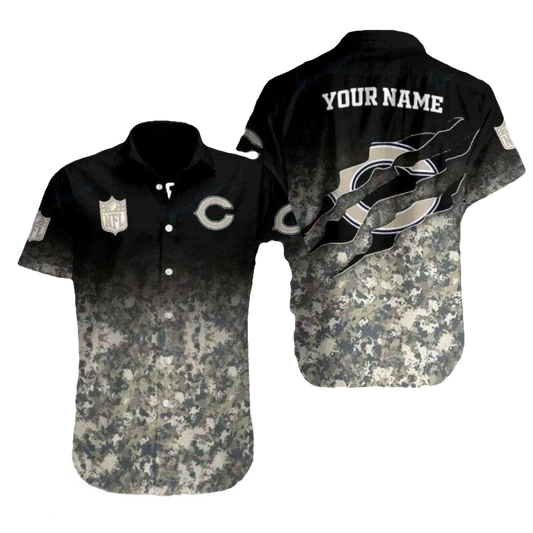 Personalized Chicago Bears Stealthy Pride Camouflage Hawaiian Shirt - Moonbestprint