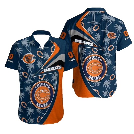 Personalized Chicago Bears Palm Silhouette Hawaiian Shirt - Moonbestprint