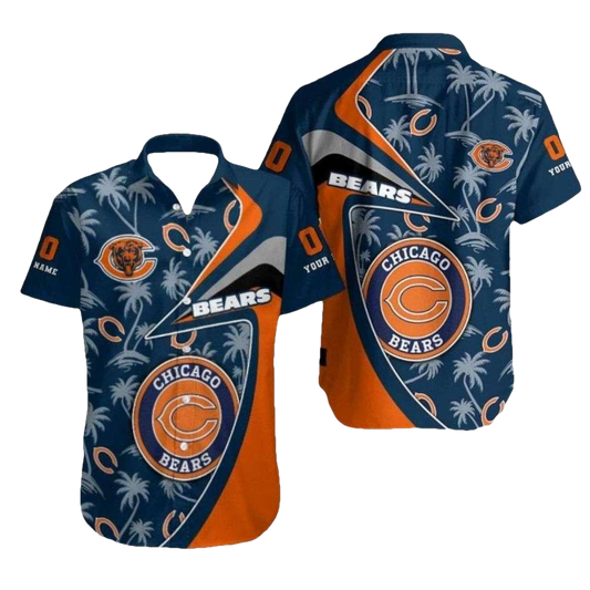 Personalized Chicago Bears Palm Silhouette Hawaiian Shirt - Moonbestprint