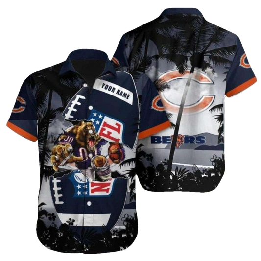 Personalized Chicago Bears Patriotic Pride Hawaiian Shirt - Moonbestprint